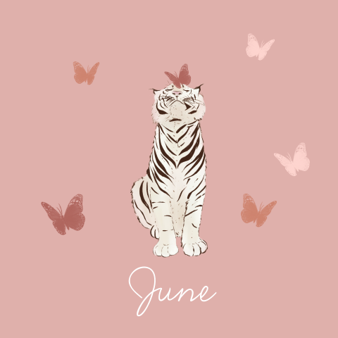 Tuinbord witte tijger roze 70x70 cm