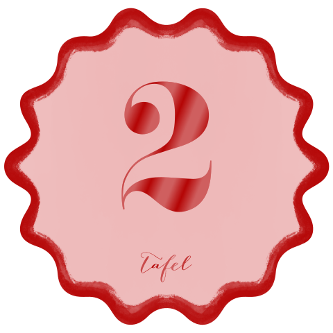 Tafelnummer organisch rood roze