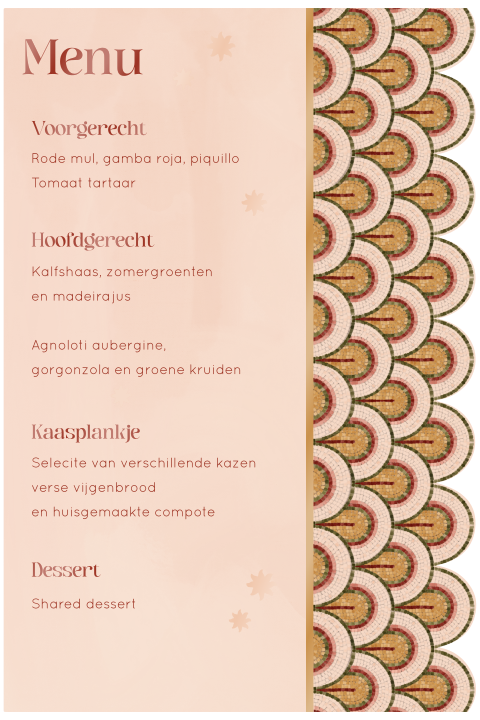 Menukaart mozaiek roze
