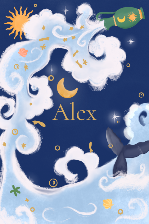 Tuinbord sterrenbeeld Waterman blauw 40x60 cm