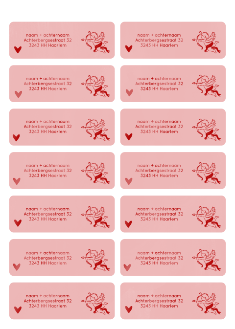 Adresstickers cupido roze