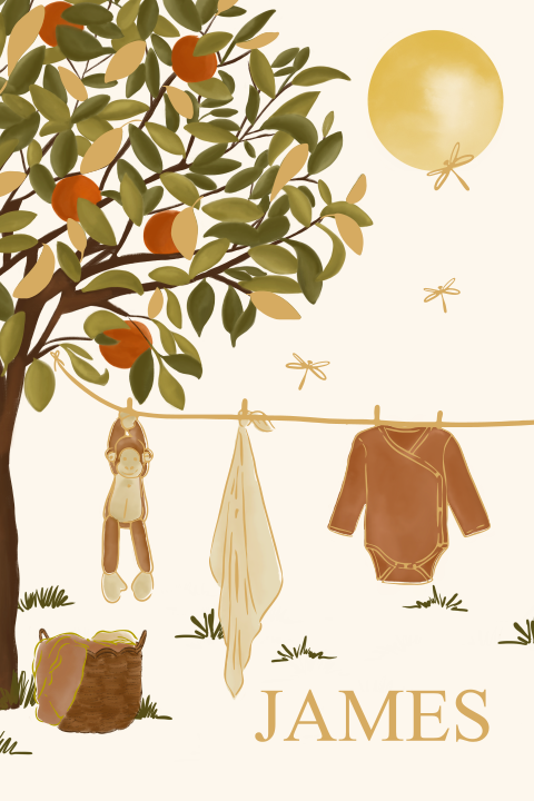 Tuinbord sinaasappelboom en waslijn 40x60 cm