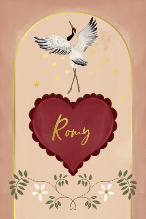 Poster kraanvogel en hart