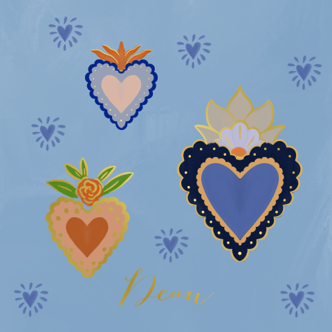 Geboortekaartje holy heart blauw