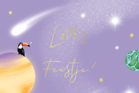 Kraamborrel avontuur in de ruimte lila