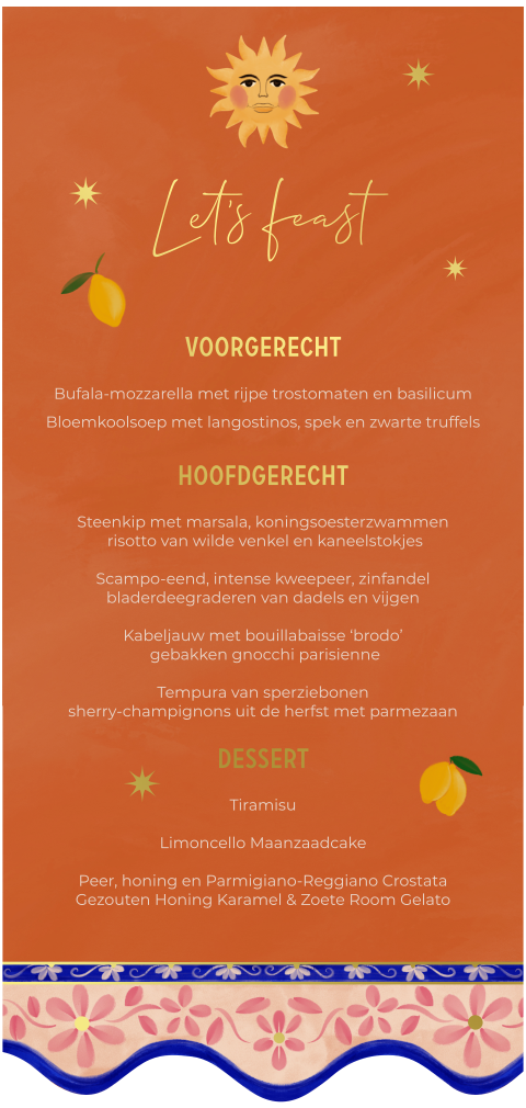 Menukaart Mediterraans oranje