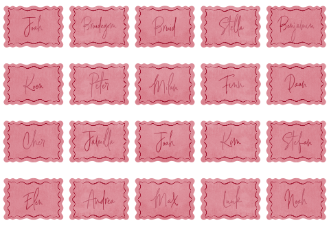 Naamkaartjes organisch rood roze
