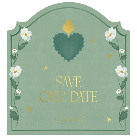 Save the date bohemian groen