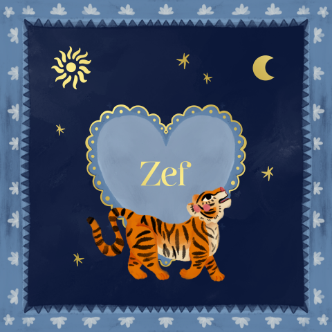 Poster tijgertje blauw