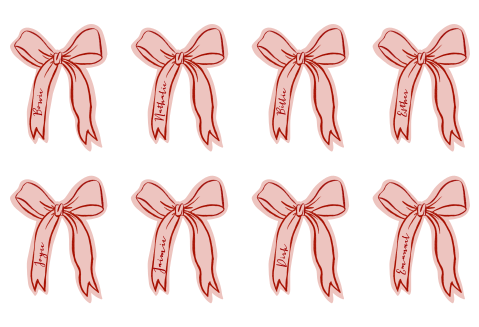 Naamkaartjes strik roze