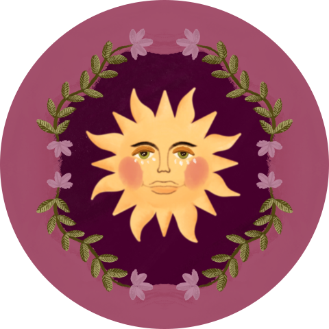 Sluitzegel zon en bloemen roze