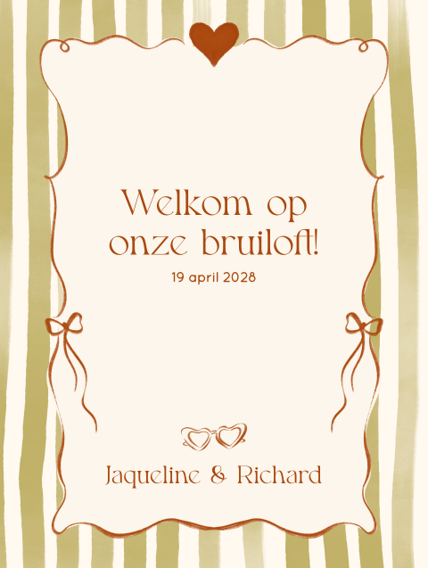 Welkomstbord gestreept groen