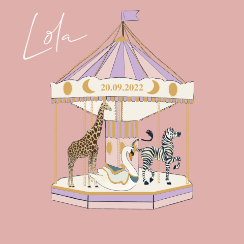 Tuinbord carrousel met dieren 70x70 cm