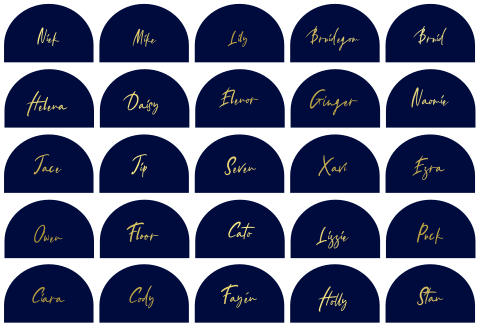 Naamkaartjes boog blauw