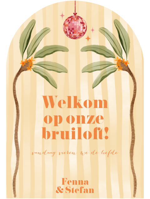 Welkomstbord gestreept geel