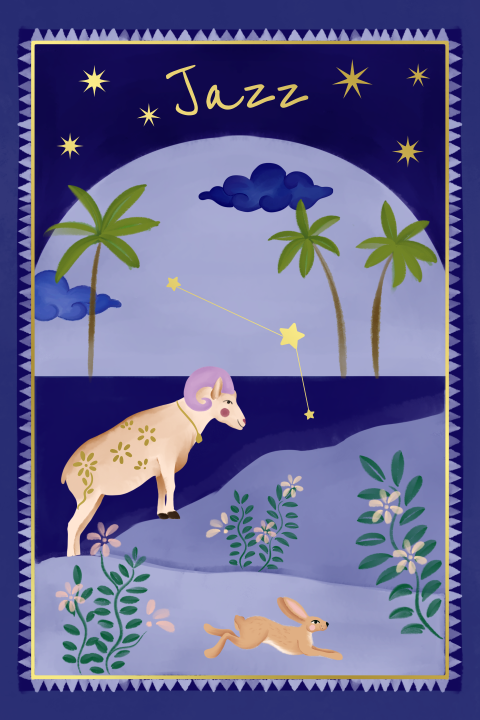 Geboortekaartje sterrenbeeld Ram blauw