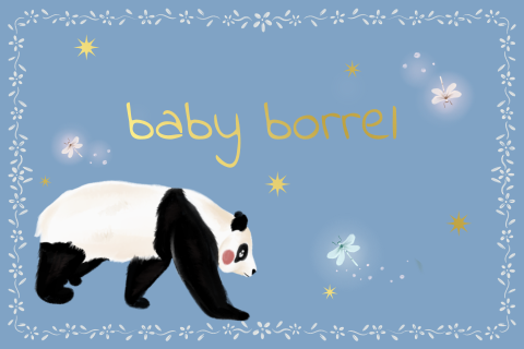 Kraamborrel panda blauw