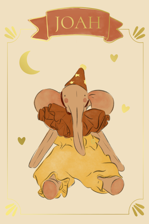 Geboortekaartje circus olifant beige