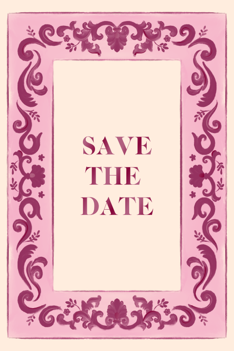 Save the date klassiek roze