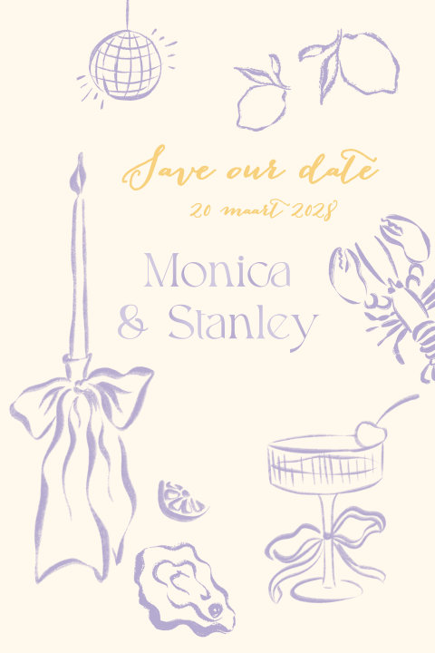 Save the date dinner table lila