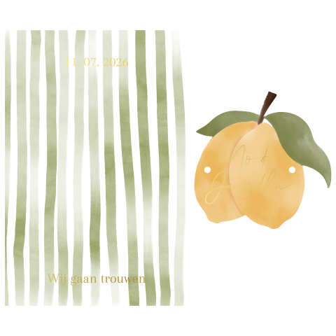 Trouwkaart stapelkaart citroen groen