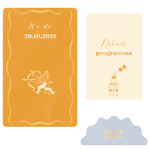 Trouwkaart stapelkaart cupido oranje