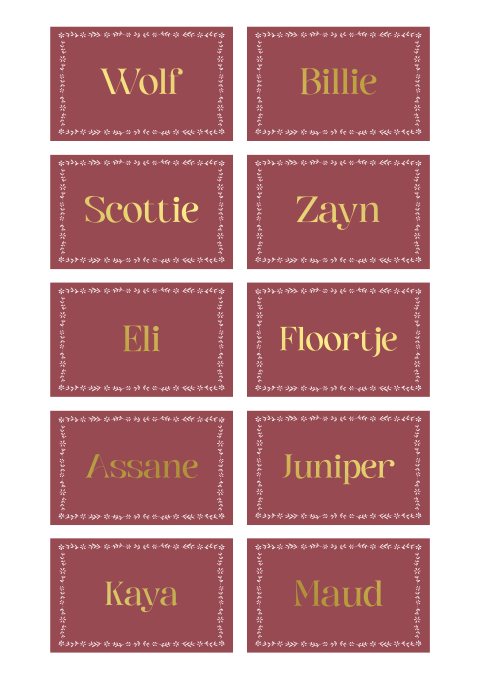 Naamkaartjes bohemian rood