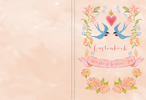 Gastenboek blauwe zwaluw en bloemen