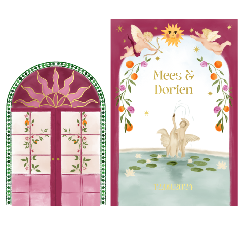 Stapelkaart engelen en fontein