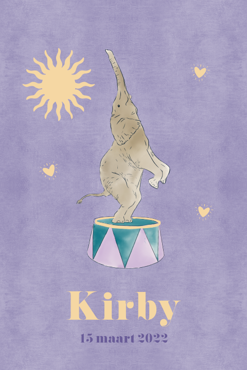 Tuinbord olifant op plateau lila