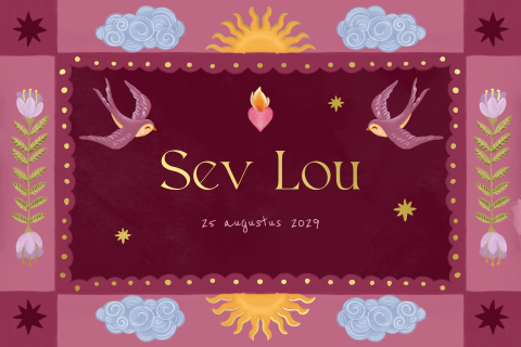 Geboortekaartje zonsondergang roze