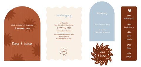 Pocketfold trouwkaart zon aardetinten