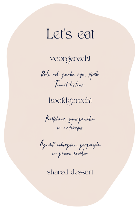 Menukaart organisch beige