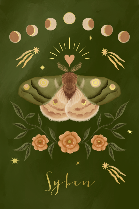 Poster nachtpauwoog vlinder groen