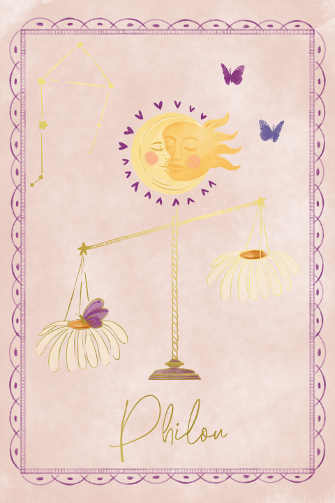 Poster sterrenbeeld Weegschaal roze