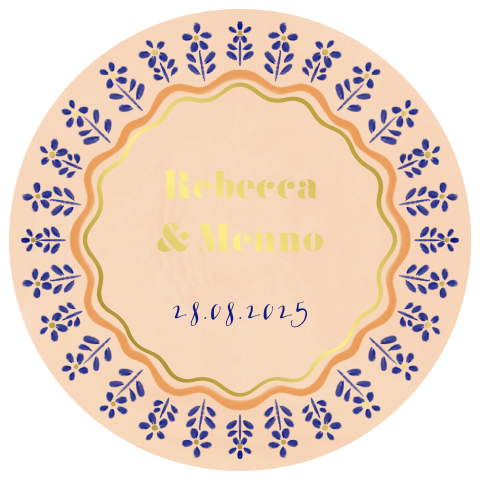 Trouwkaart bloemen rond