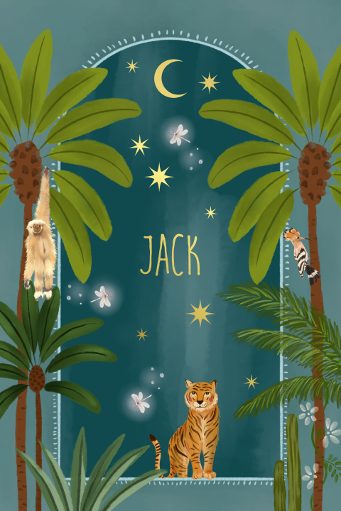 Poster tijger in de jungle petrol