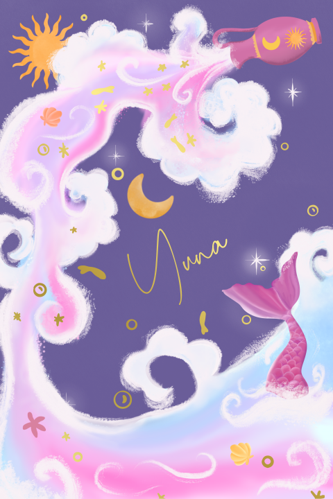 Poster sterrenbeeld Waterman paars