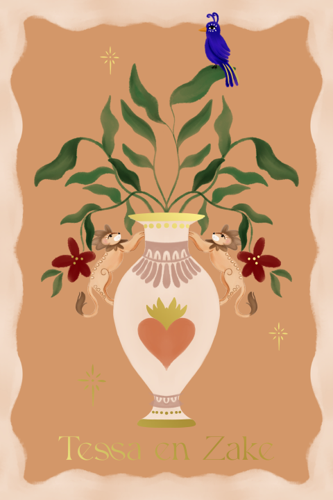 Save the date leeuwen vaas oranje