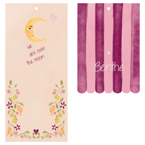 Geboortekaartje stapelkaart bloemen en citroenen