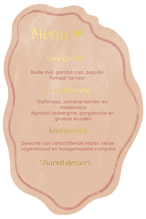 Menukaart organisch roze