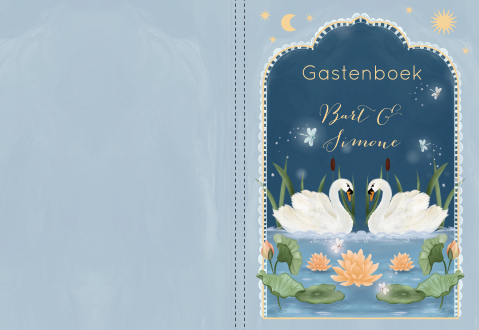 Gastenboek zwanen blauw