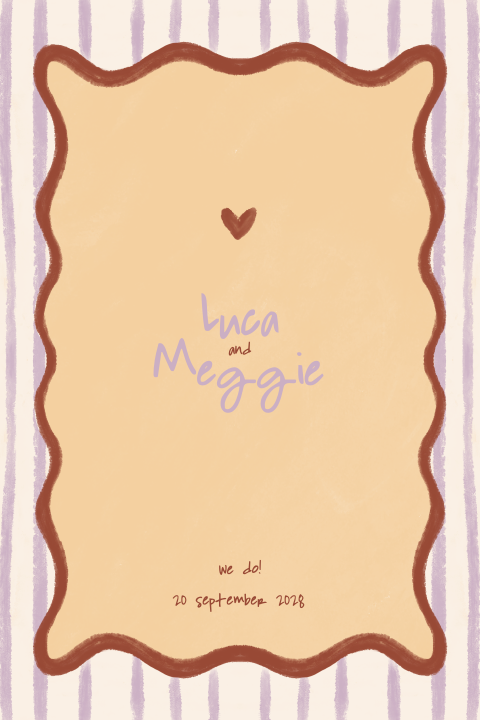 Trouwkaart gestreept lila