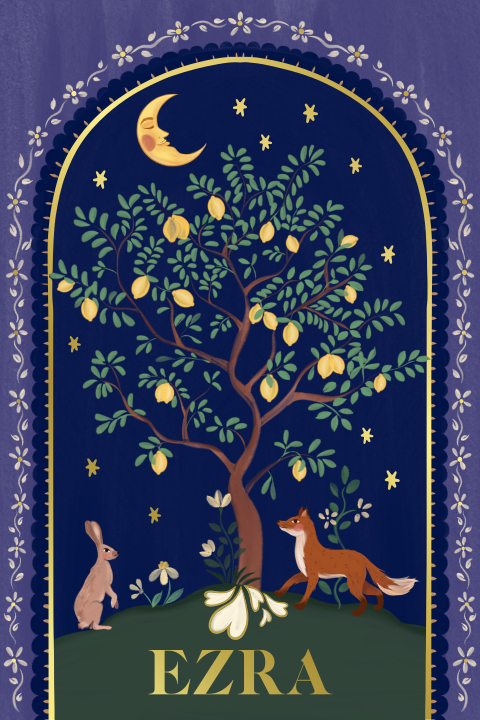 Poster de vos en de haas blauw