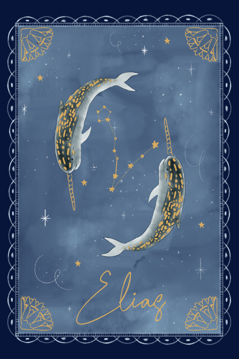 Tuinbord sterrenbeeld Vissen blauw 40x60 cm