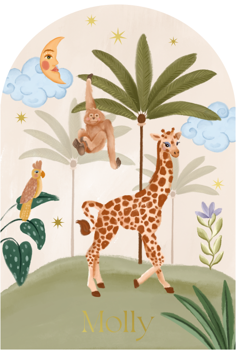 Geboortekaartje giraf in de jungle