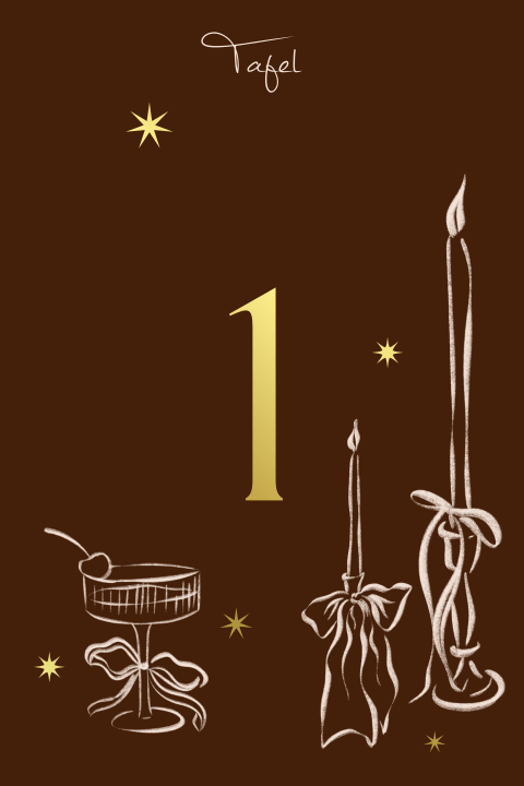 Tafelnummer dinner table bruin