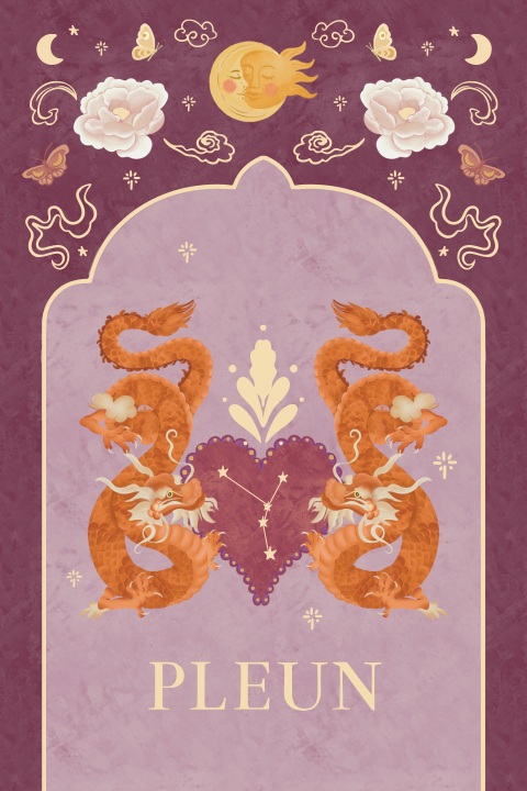 Raamsticker Japanse draken paars 40x60 cm