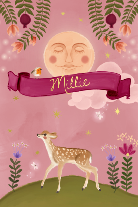 Poster hertje droomwereld roze