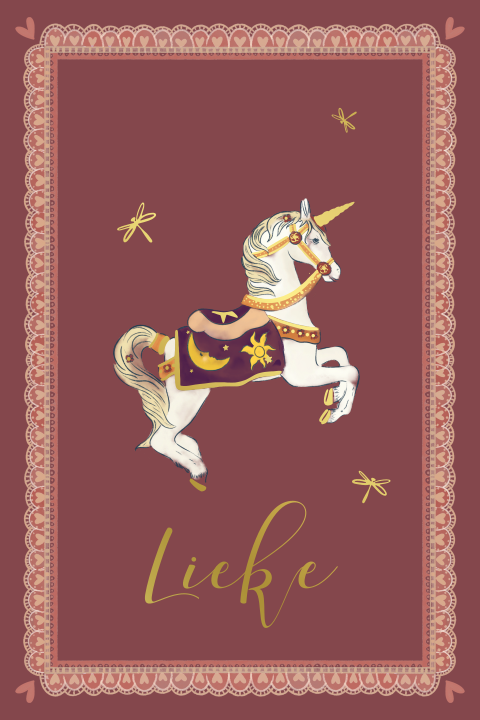 Geboortekaartje unicorn rood